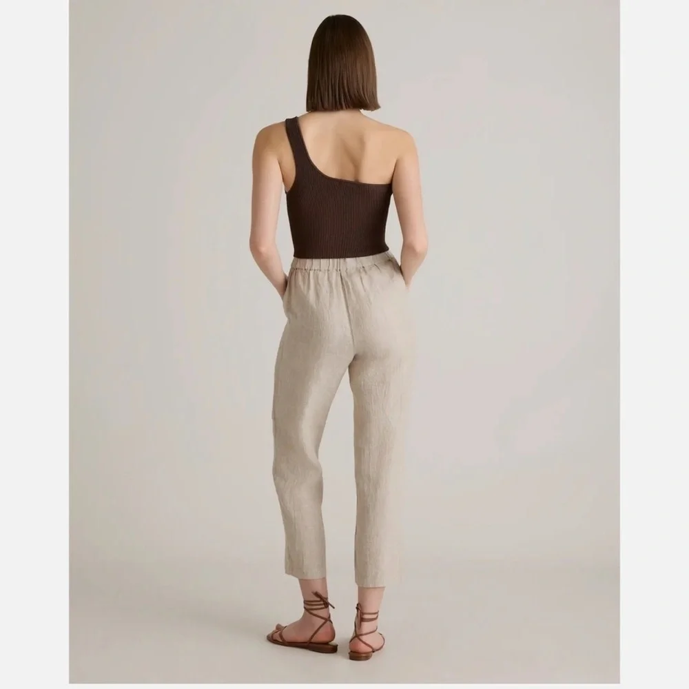 NWT Quince 100% European Linen Tapered Ankle Pants Flax Beach Vacation Resort XS
